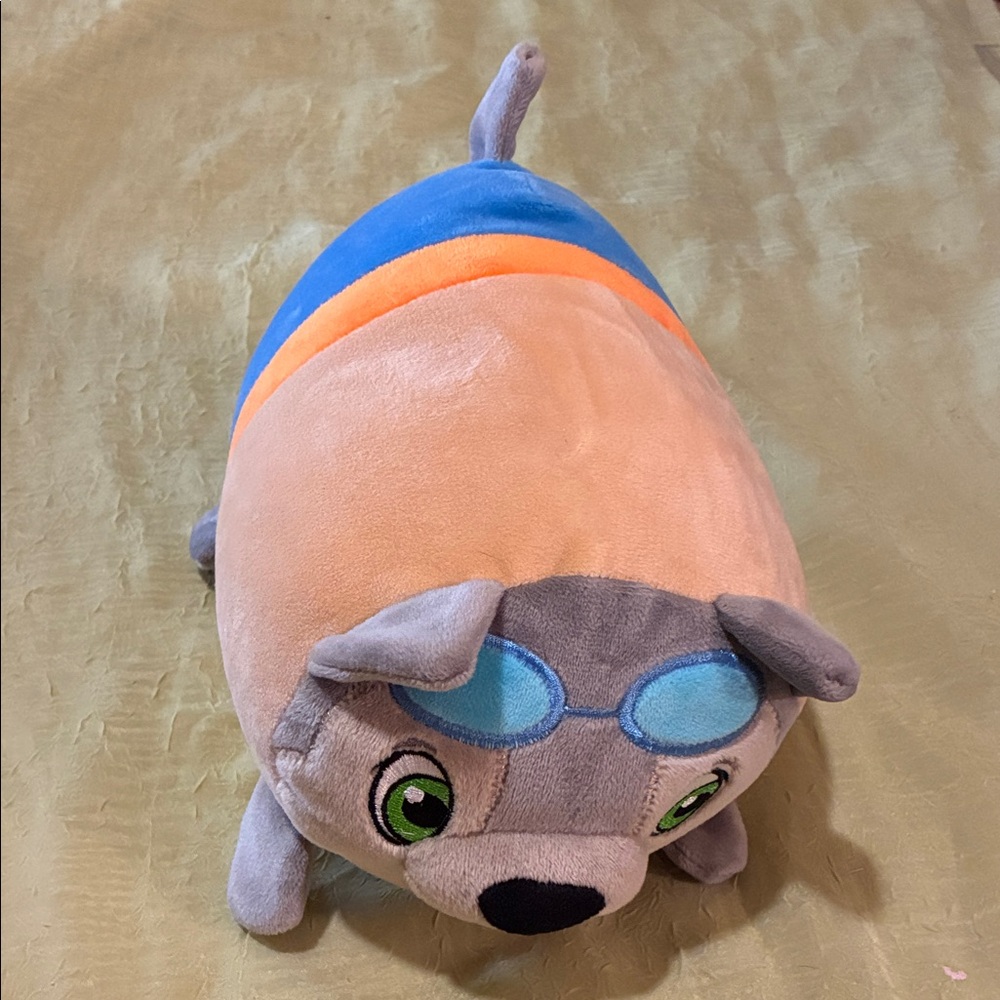 Wiley the wolf stuffed toy with Blue and Orange Accents